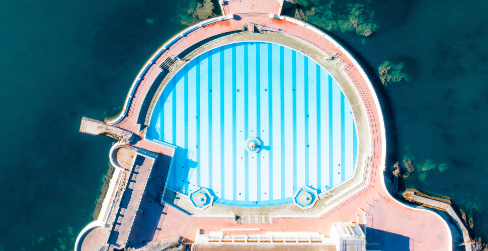 aerial shot of tinside lido